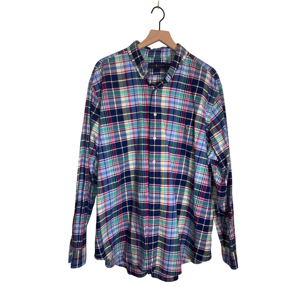 RALPH LAUREN plaid cotton preppy designer office interview button down shorts 2X
